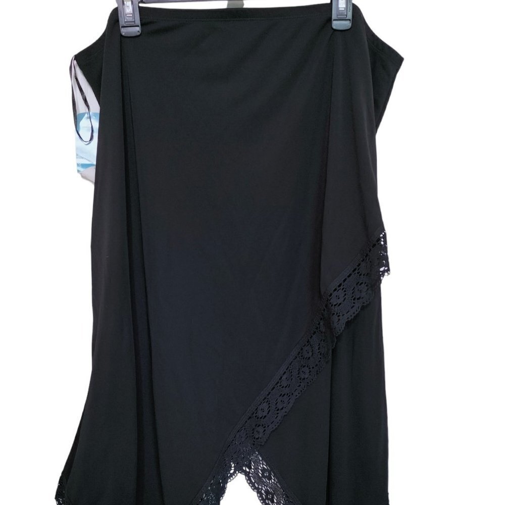 (SK47) Nine West Pull on Black Asymmetrical Skirt Plus Size 3X
